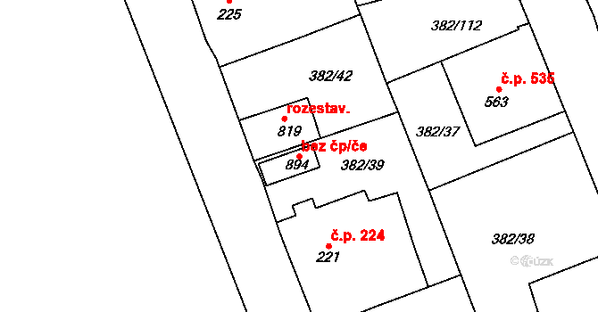 Rudná 82836604 na parcele st. 894 v KÚ Dušníky u Rudné, Katastrální mapa