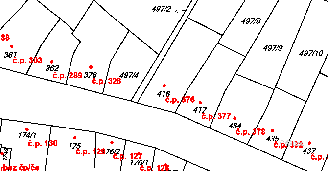 Blatná 376 na parcele st. 416 v KÚ Blatná, Katastrální mapa