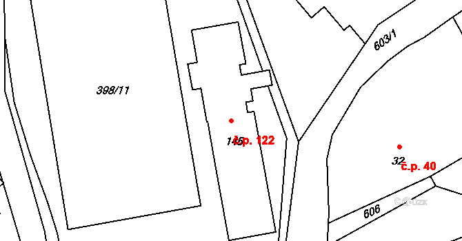 Chocenice 122 na parcele st. 145 v KÚ Chocenice, Katastrální mapa