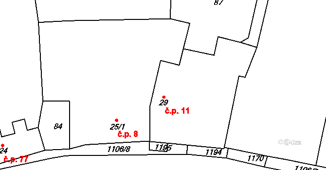 Černochov 11, Peruc na parcele st. 29 v KÚ Černochov, Katastrální mapa
