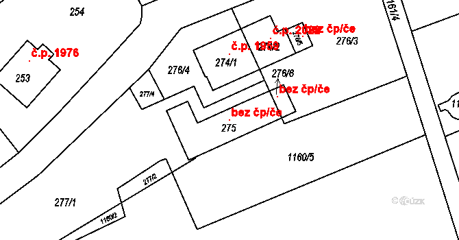 Rožnov pod Radhoštěm 97897604 na parcele st. 275 v KÚ Tylovice, Katastrální mapa