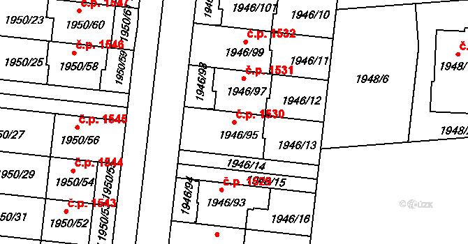 Holešov 1530 na parcele st. 1946/95 v KÚ Holešov, Katastrální mapa