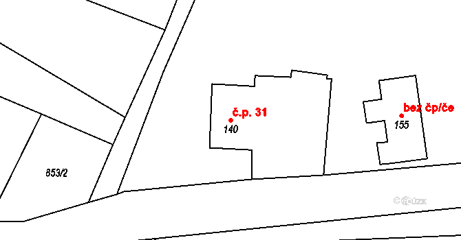 Polipsy 31, Čestín na parcele st. 140 v KÚ Polipsy, Katastrální mapa