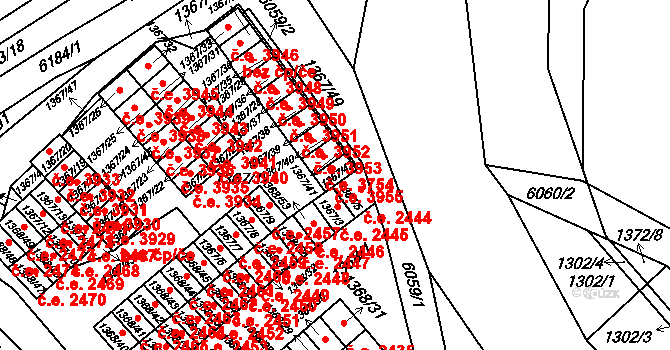 Jihlava 3955 na parcele st. 1367/42 v KÚ Jihlava, Katastrální mapa
