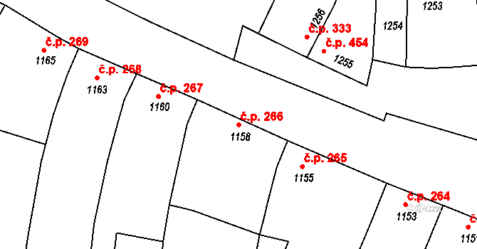 Bzenec 266 na parcele st. 1158 v KÚ Bzenec, Katastrální mapa