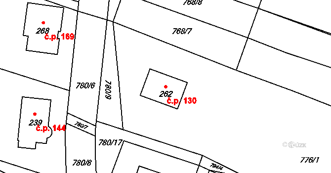 Vyskytná nad Jihlavou 130 na parcele st. 262 v KÚ Vyskytná nad Jihlavou, Katastrální mapa