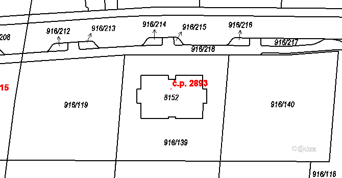 Cheb 2893 na parcele st. 8152 v KÚ Cheb, Katastrální mapa