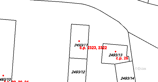 Ústí nad Labem-centrum 2322,2323, Ústí nad Labem na parcele st. 2493/11 v KÚ Ústí nad Labem, Katastrální mapa