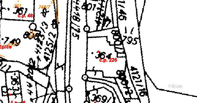 Dolní Dobrouč 226 na parcele st. 364 v KÚ Dolní Dobrouč, Katastrální mapa