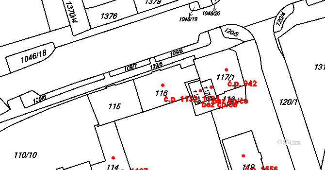 Kadaň 1131,1132 na parcele st. 116 v KÚ Kadaň, Katastrální mapa