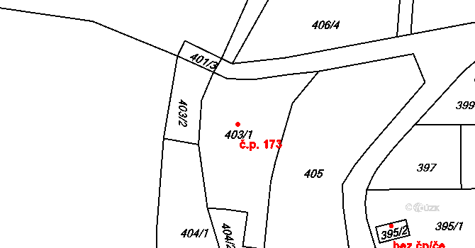 Volyně 173 na parcele st. 403/1 v KÚ Volyně, Katastrální mapa
