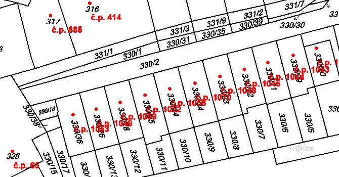 Letovice 1056 na parcele st. 330/24 v KÚ Letovice, Katastrální mapa