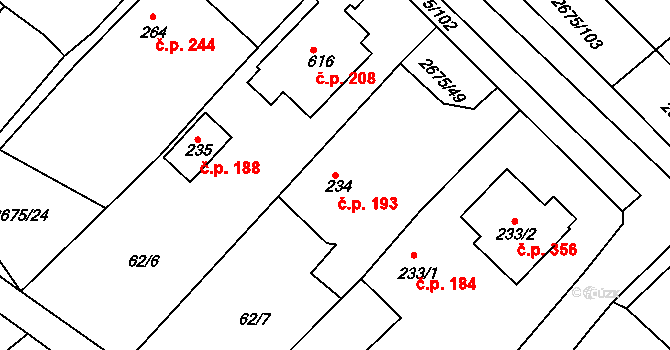 Černilov 193 na parcele st. 234 v KÚ Černilov, Katastrální mapa