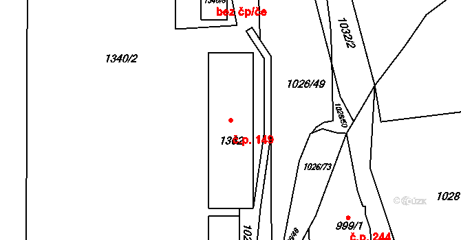 Jablůnka 149 na parcele st. 1362 v KÚ Jablůnka, Katastrální mapa