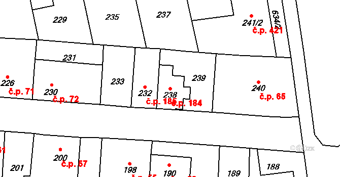 Veleslavín 184, Praha na parcele st. 238 v KÚ Veleslavín, Katastrální mapa