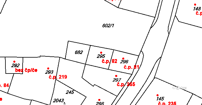 Příbram VI-Březové Hory 82, Příbram na parcele st. 295 v KÚ Březové Hory, Katastrální mapa