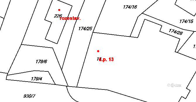 Žizníkov 13, Česká Lípa na parcele st. 14 v KÚ Žizníkov, Katastrální mapa
