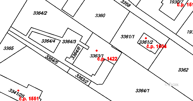 Rumburk 1 1422, Rumburk na parcele st. 3363/1 v KÚ Rumburk, Katastrální mapa