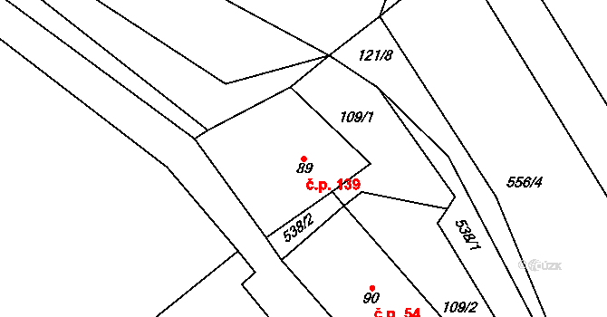 Skalsko 139 na parcele st. 89 v KÚ Skalsko, Katastrální mapa