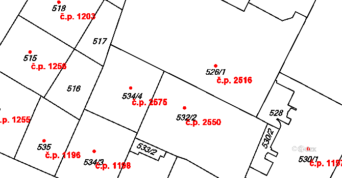 Vinohrady 2550, Praha na parcele st. 532/2 v KÚ Vinohrady, Katastrální mapa