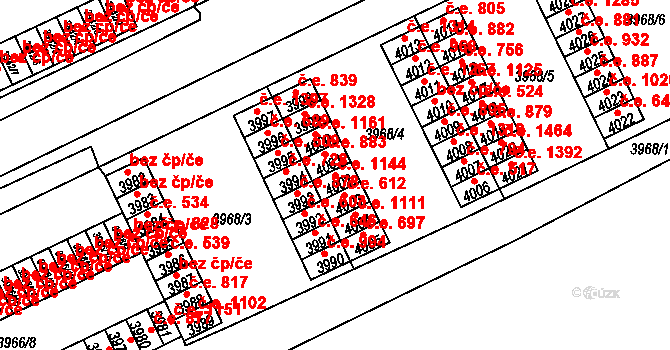 Chomutov 1144 na parcele st. 4002 v KÚ Chomutov I, Katastrální mapa