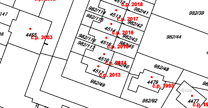Čelákovice 2014 na parcele st. 4516 v KÚ Čelákovice, Katastrální mapa