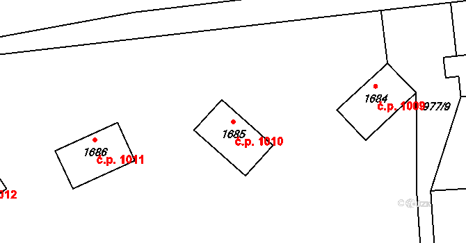Zlín 1010 na parcele st. 1685 v KÚ Zlín, Katastrální mapa