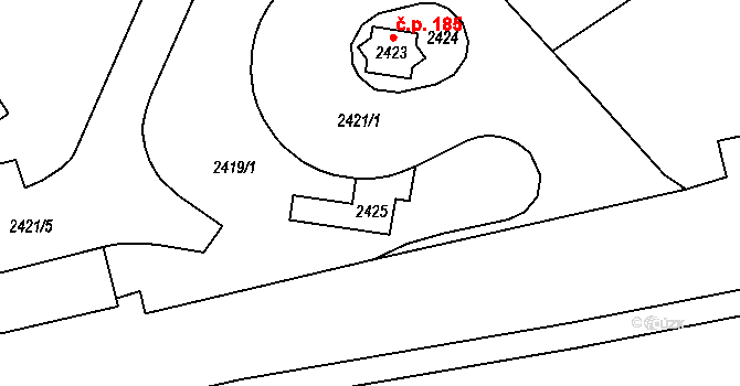 Milovice 48894605 na parcele st. 2425 v KÚ Milovice u Mikulova, Katastrální mapa