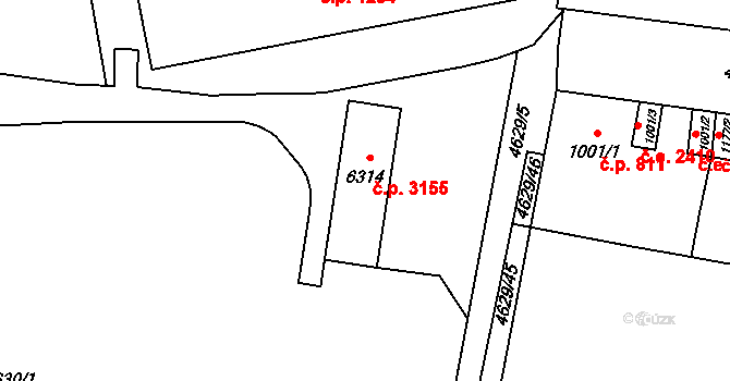 Žatec 3155 na parcele st. 6314 v KÚ Žatec, Katastrální mapa