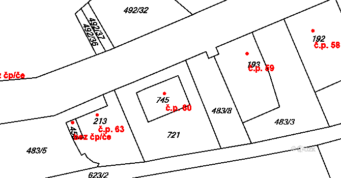 Kvíc 60, Slaný na parcele st. 194 v KÚ Kvíc, Katastrální mapa