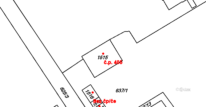 Nový Jičín 405 na parcele st. 1515 v KÚ Nový Jičín-Horní Předměstí, Katastrální mapa