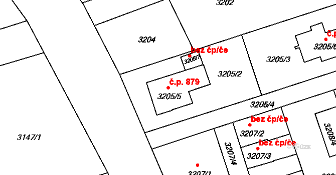 Příbor 879 na parcele st. 3205/5 v KÚ Příbor, Katastrální mapa