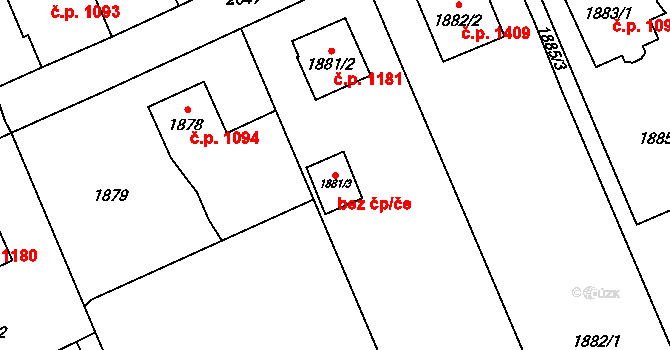 Havířov 91899605 na parcele st. 1881/3 v KÚ Prostřední Suchá, Katastrální mapa