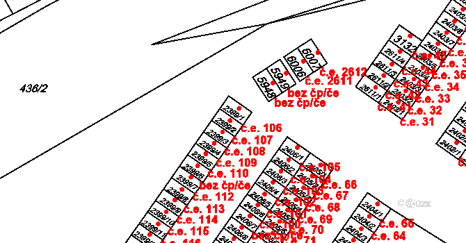 Žatec 107 na parcele st. 2399/2 v KÚ Žatec, Katastrální mapa