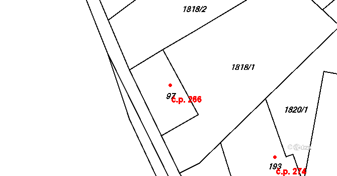 Rybníčky 266, Skuhrov nad Bělou na parcele st. 97 v KÚ Skuhrov nad Bělou, Katastrální mapa
