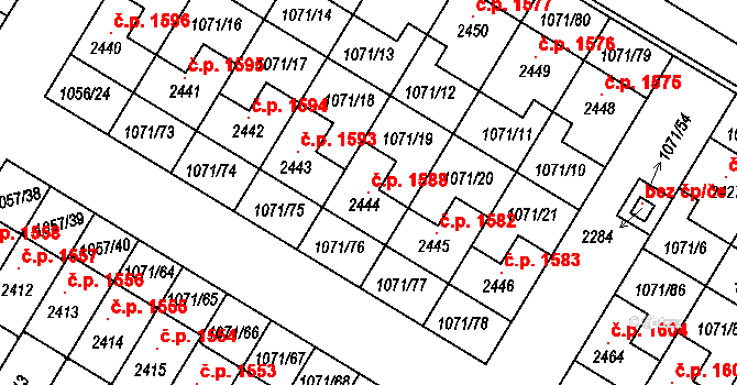 Český Brod 1588 na parcele st. 2444 v KÚ Český Brod, Katastrální mapa