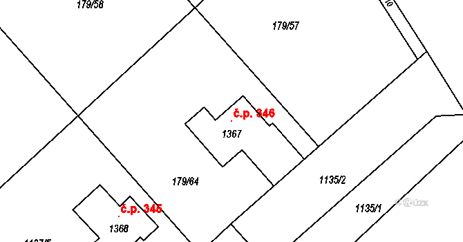 Vidnava 346 na parcele st. 1367 v KÚ Vidnava, Katastrální mapa