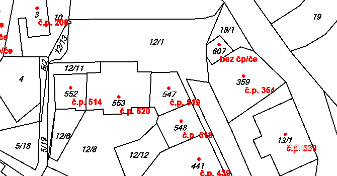 Janov nad Nisou 519 na parcele st. 547 v KÚ Janov nad Nisou, Katastrální mapa