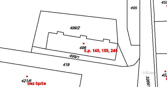 Doksy 145,159,245 na parcele st. 496 v KÚ Doksy u Máchova jezera, Katastrální mapa