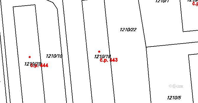 Podmoklice 443, Semily na parcele st. 1210/19 v KÚ Semily, Katastrální mapa