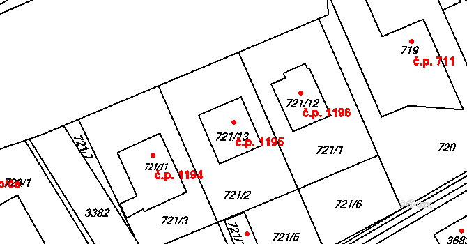 Poruba 1195, Orlová na parcele st. 721/13 v KÚ Poruba u Orlové, Katastrální mapa