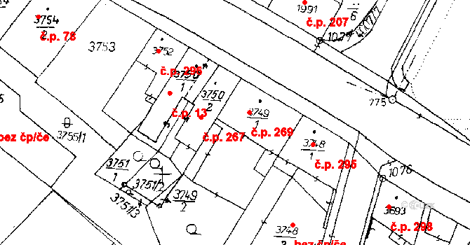 Poděbrady III 269, Poděbrady na parcele st. 3749/1 v KÚ Poděbrady, Katastrální mapa