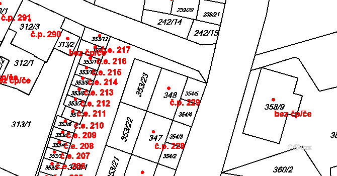 Miřetice u Klášterce nad Ohří 229, Klášterec nad Ohří na parcele st. 348 v KÚ Miřetice u Klášterce nad Ohří, Katastrální mapa