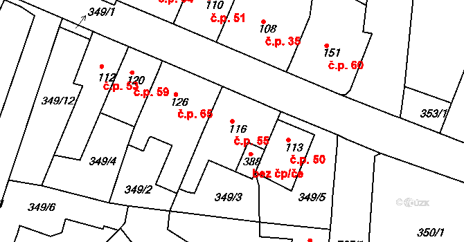 Maršov 55, Krupka na parcele st. 116 v KÚ Maršov u Krupky, Katastrální mapa