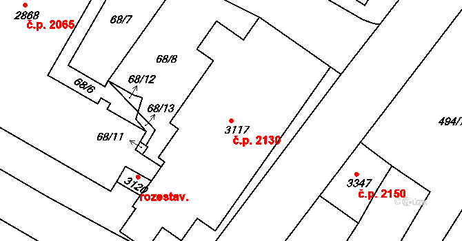 Předměstí 2130, Svitavy na parcele st. 3117 v KÚ Svitavy-předměstí, Katastrální mapa