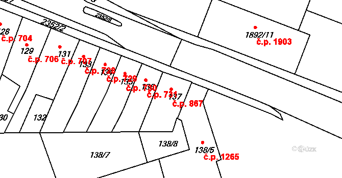 Trnovany 867, Teplice na parcele st. 137 v KÚ Teplice-Trnovany, Katastrální mapa