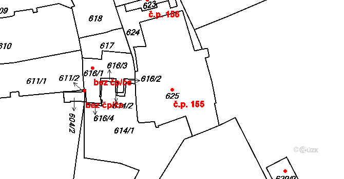 Malá Strana 155, Praha na parcele st. 625 v KÚ Malá Strana, Katastrální mapa