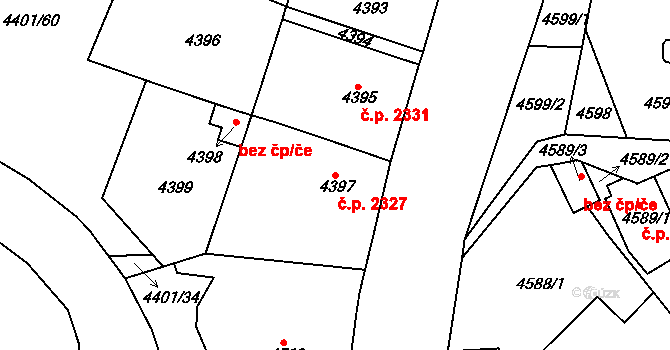Dejvice 2327, Praha na parcele st. 4397 v KÚ Dejvice, Katastrální mapa