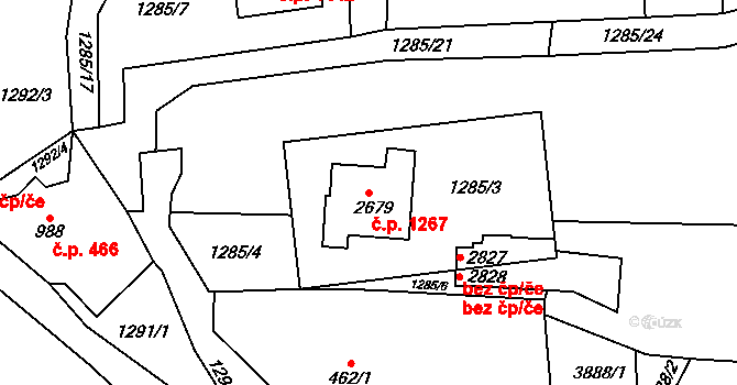 Vrchlabí 1267 na parcele st. 2679 v KÚ Vrchlabí, Katastrální mapa