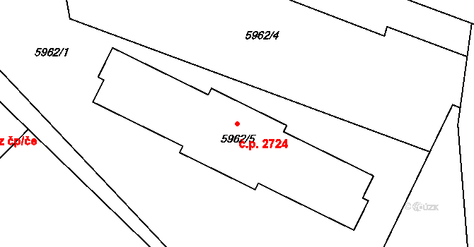 Česká Lípa 2724 na parcele st. 5962/5 v KÚ Česká Lípa, Katastrální mapa